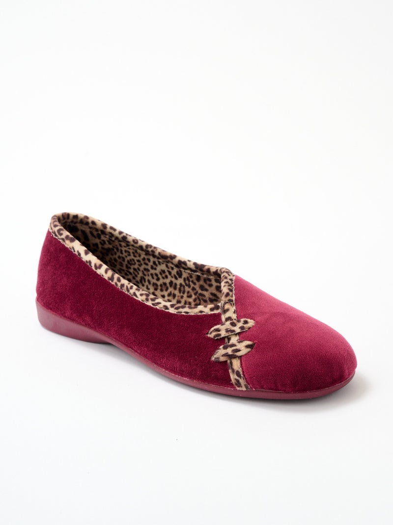 Chaussons ballerines chauds largeur confort Rouge bordeaux - Kiabi