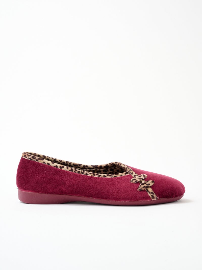 Chaussons ballerines chauds largeur confort Rouge bordeaux - Kiabi