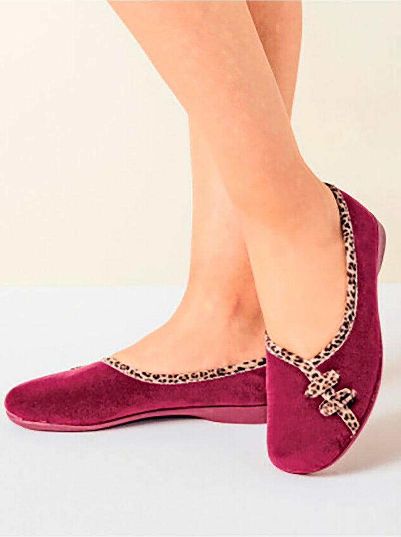 Chaussons ballerines chauds largeur confort Rouge bordeaux - Kiabi