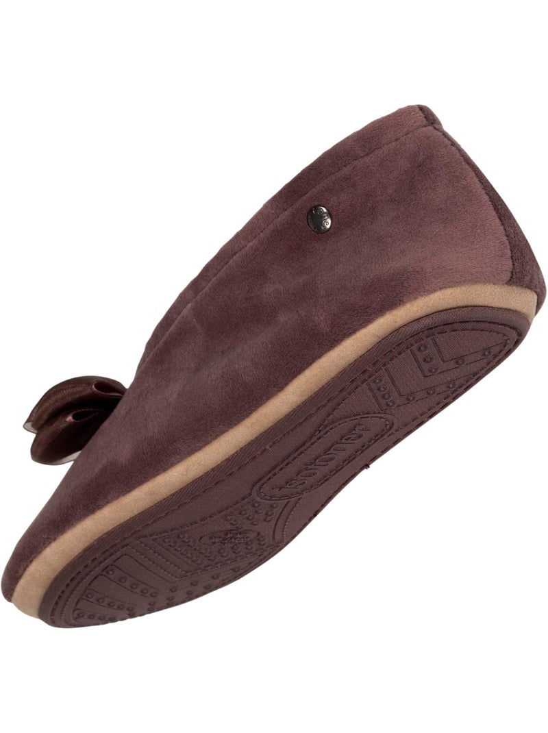 Chaussons ballerines détail nœud précieux femme isotoner Taupe - Kiabi