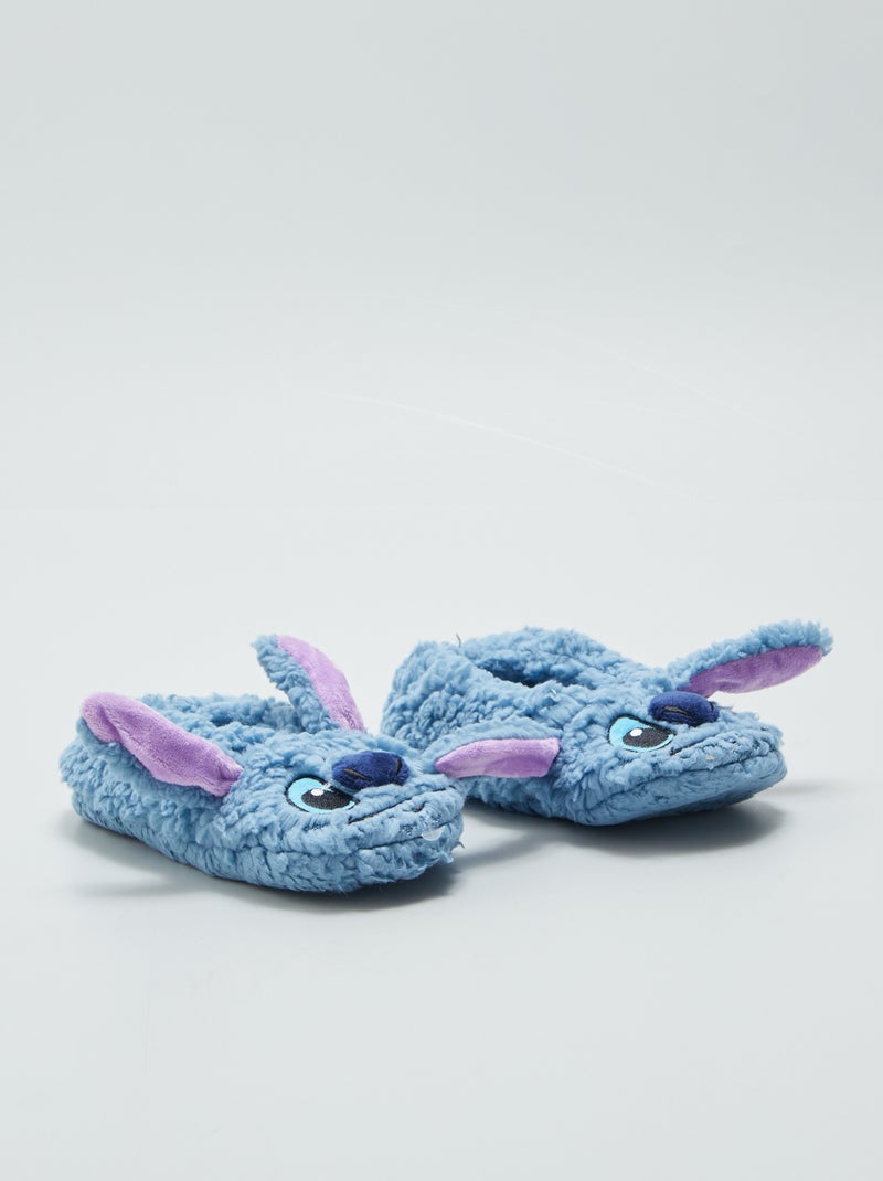Chaussons ballerines effet moutonné 'Stitch' bleu - Kiabi