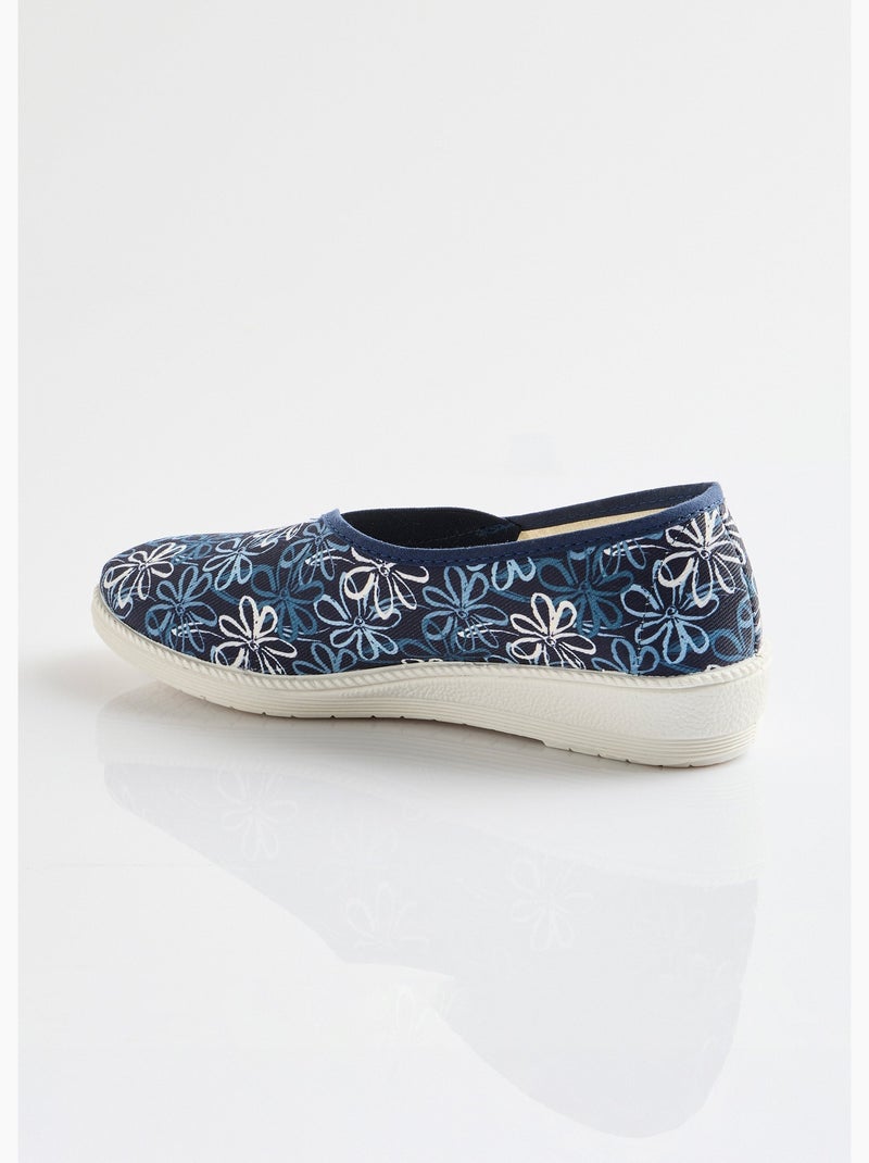 Chaussons ballerines élastiquée imprimées - Afibel Bleu marine - Kiabi