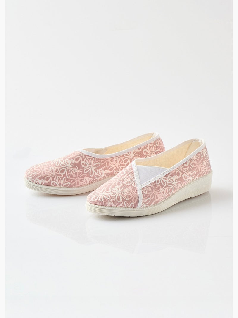 Chaussons ballerines élastiquée imprimées - Afibel Rose - Kiabi