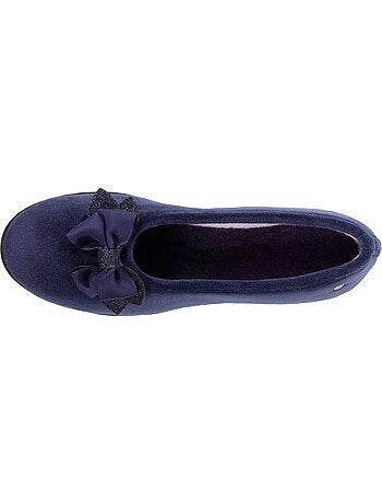 Chaussons ballerines en microvelours avec un détail nœud femme isotoner