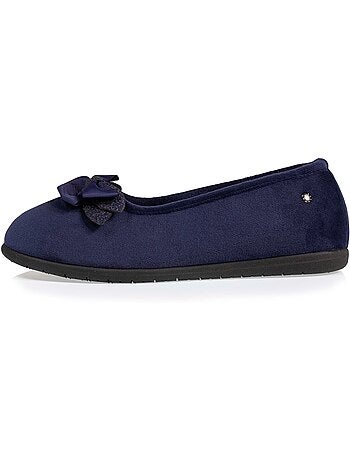 Chaussons ballerines en microvelours avec un détail nœud femme isotoner