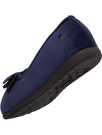 Chaussons ballerines en microvelours avec un détail nœud femme isotoner