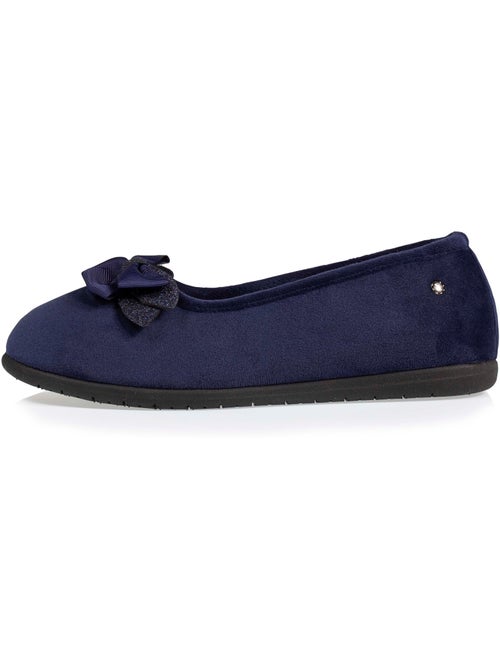 Chaussons ballerines en microvelours avec un détail nœud femme isotoner - Kiabi