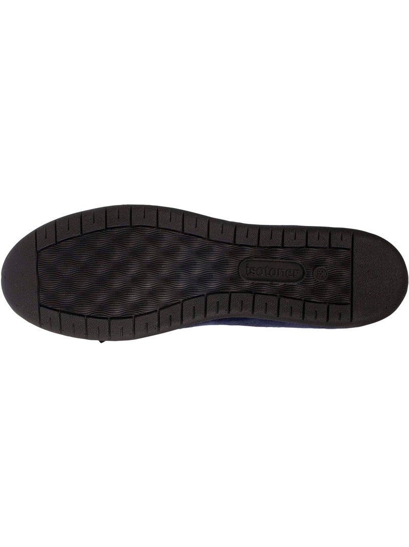 Chaussons ballerines en microvelours avec un détail nœud femme isotoner Bleu marine - Kiabi