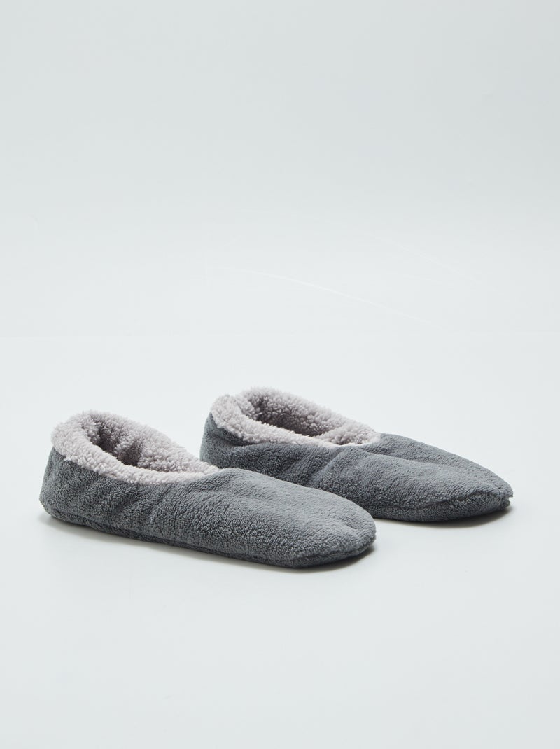 Chaussons ballerines en polaire Gris - Kiabi