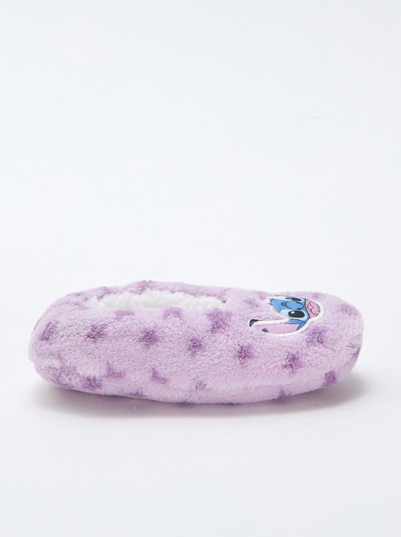 Chaussons ballerines en polaire 'Stitch' Violet - Kiabi