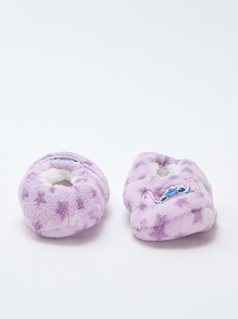 Chaussons ballerines en polaire 'Stitch' Violet - Kiabi