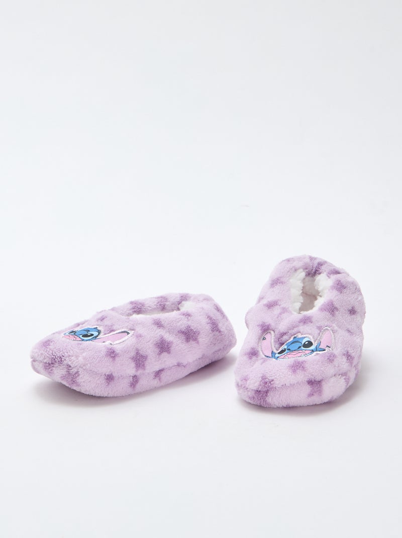 Chaussons ballerines en polaire 'Stitch' Violet - Kiabi