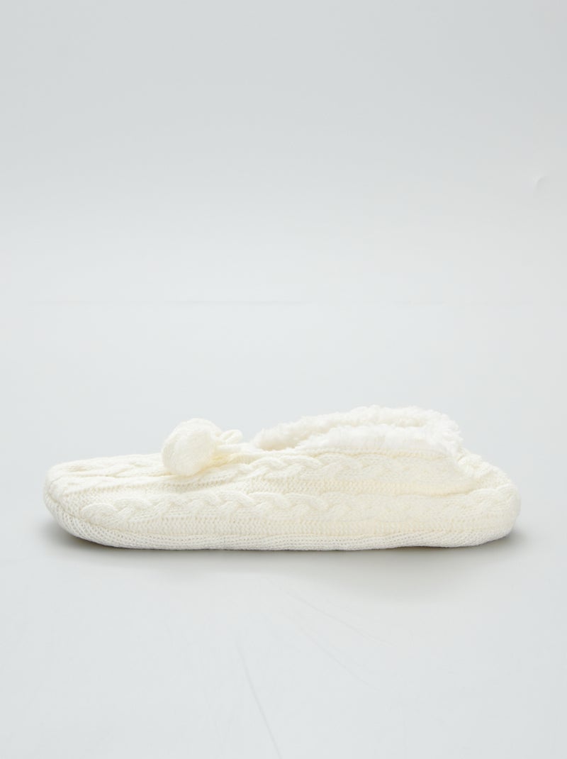 Chaussons ballerines en tricot torsadé Ecru - Kiabi
