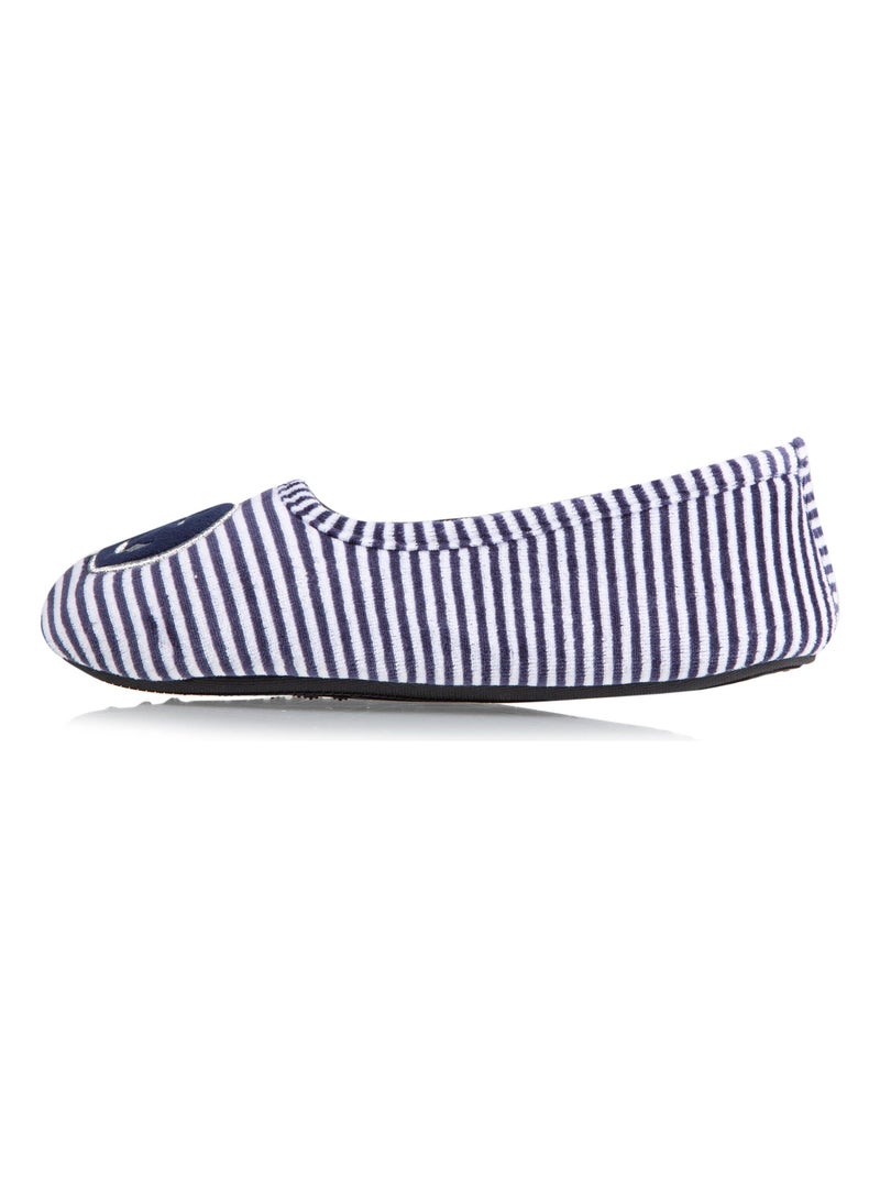 Chaussons ballerines en velours fille Isotoner Bleu Blanc - Kiabi