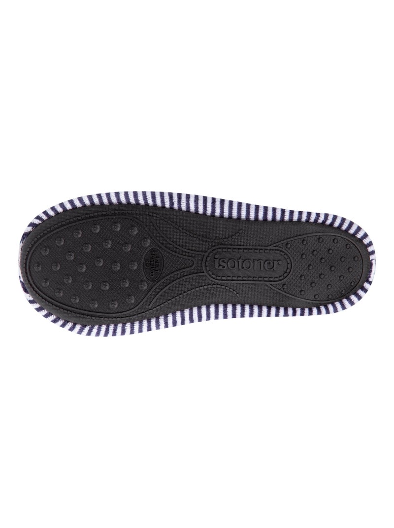 Chaussons ballerines en velours fille Isotoner Bleu Blanc - Kiabi