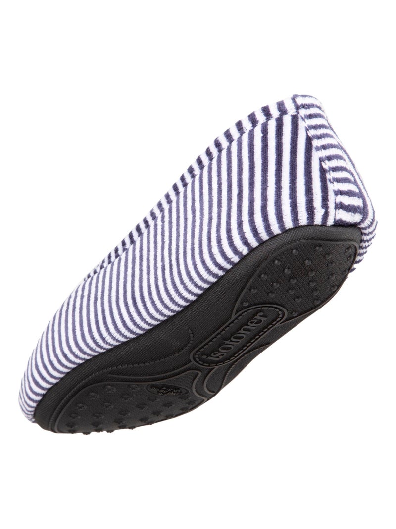 Chaussons ballerines en velours fille Isotoner Bleu Blanc - Kiabi