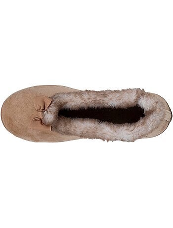 Chaussons ballerines en velours, semelle ultra confort, femme