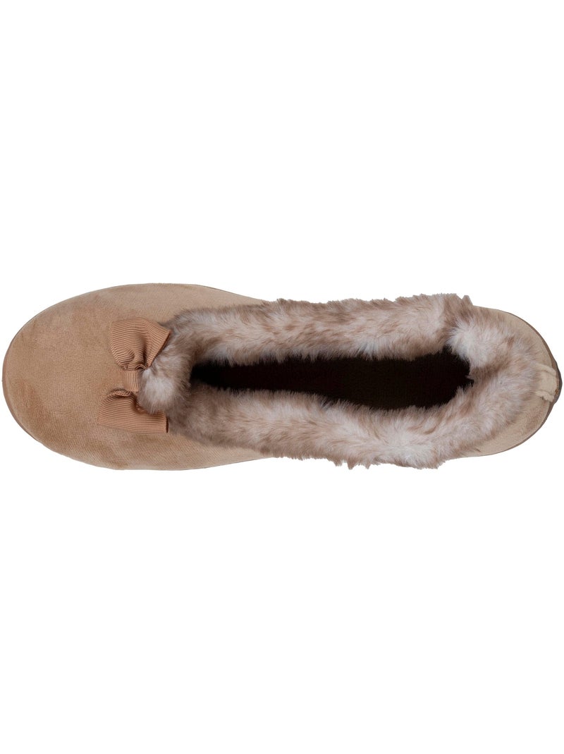 Chaussons ballerines en velours, semelle ultra confort, femme Isotoner Camel - Kiabi
