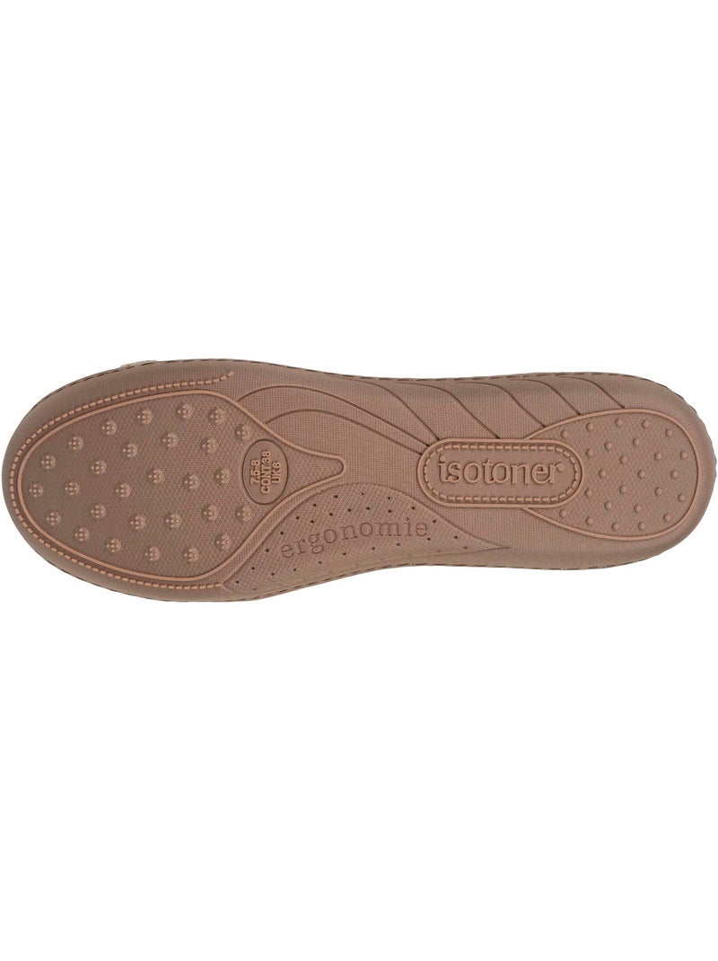 Chaussons ballerines en velours, semelle ultra confort, femme Isotoner Camel - Kiabi