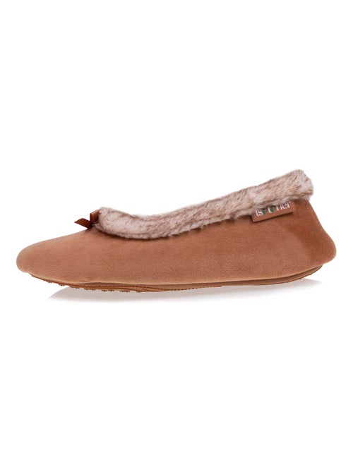 Chaussons ballerines en velours, semelle ultra confort femme Isotoner - Kiabi