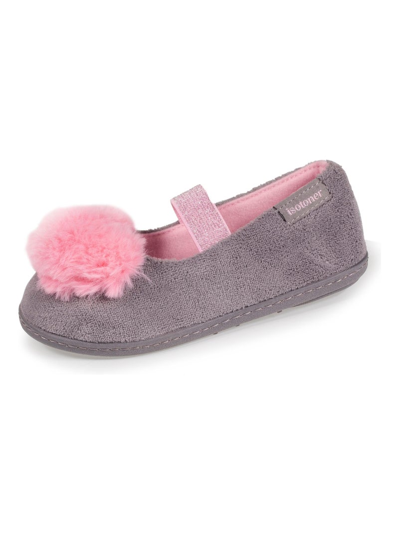 Chaussons ballerines Enfant Cœur moelleux Gris - Kiabi