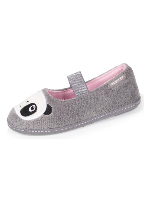 Chaussons ballerines enfant gris panda Isotoner - Kiabi