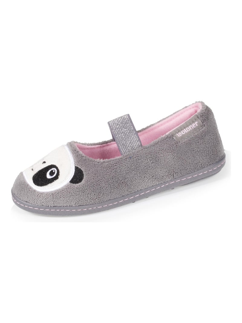 Chaussons ballerines enfant gris panda Isotoner Gris - Kiabi