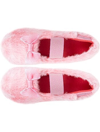 Chaussons ballerines fausse fourrure, maintien souple, facile fille isotoner