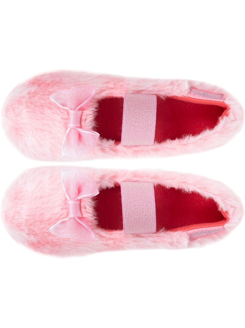 Chaussons ballerines fausse fourrure, maintien souple, facile fille isotoner Rose - Kiabi