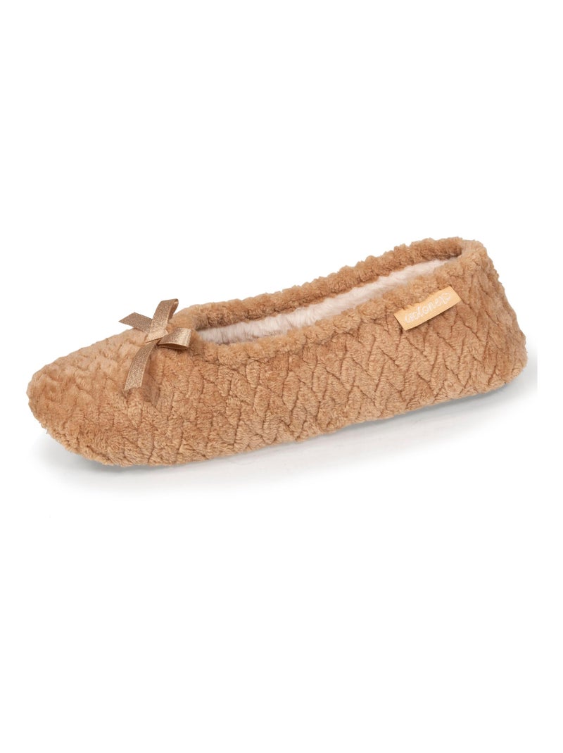 Chaussons ballerines Femme texturées Beige Beige - Kiabi