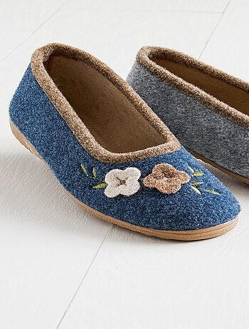 Chaussons ballerines feutre à fleurs