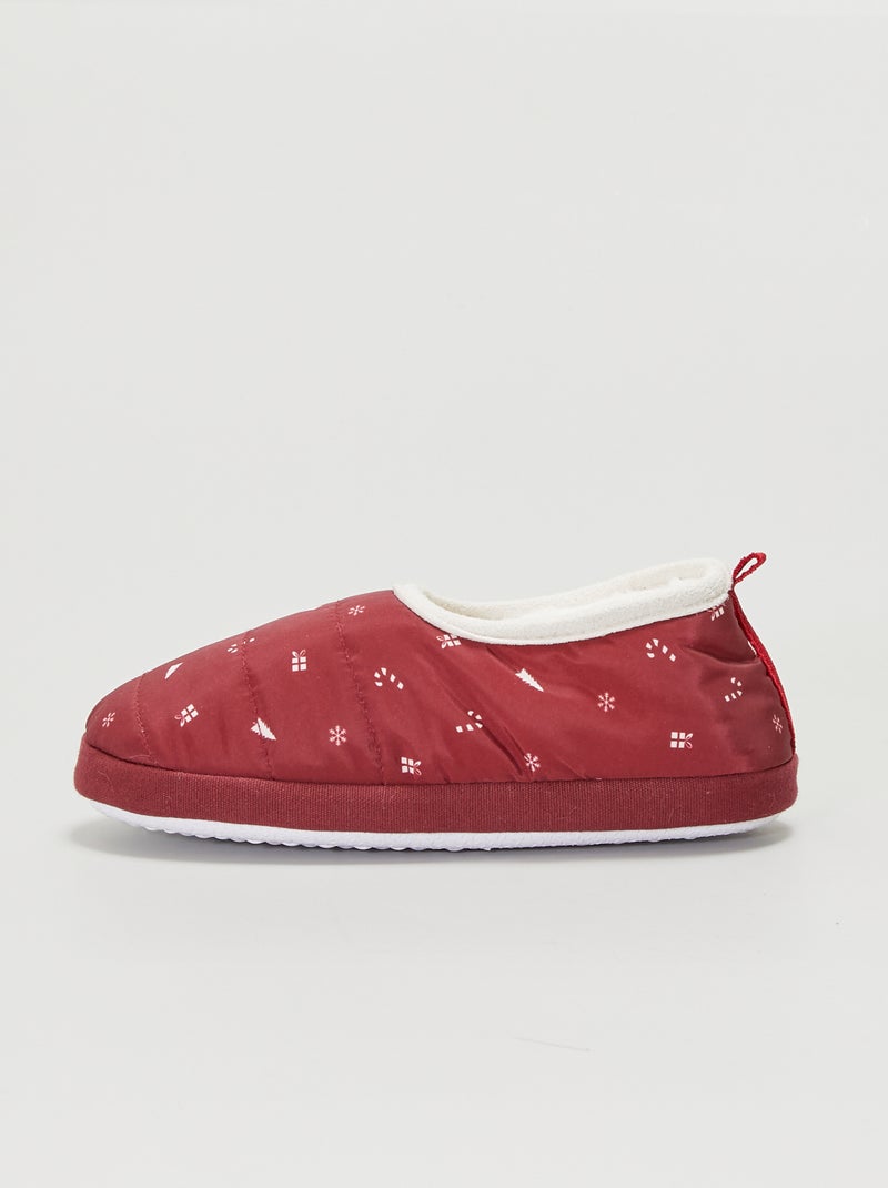 Chaussons ballerines fourrés Noël Rouge bordeaux - Kiabi