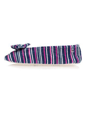 Chaussons ballerines grand noeud, en coton biologique et semelle en cuir, femme Isotoner