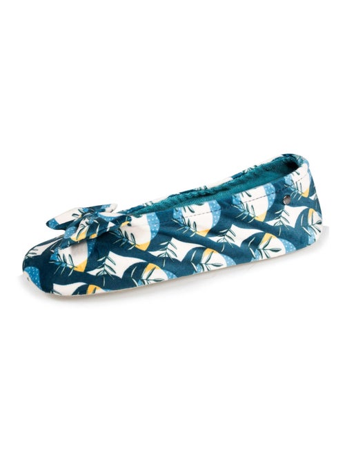 Chaussons ballerines grand nœud et semelle en cuir femme Isotoner - Kiabi