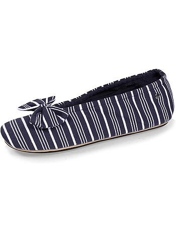 Chaussons ballerines grand nœud et semelle gomme femme isotoner