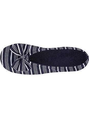 Chaussons ballerines grand nœud et semelle gomme femme isotoner