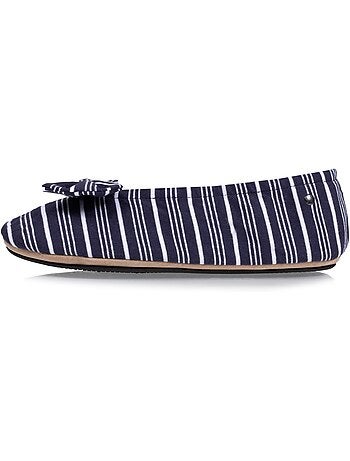 Chaussons ballerines grand nœud et semelle gomme femme isotoner