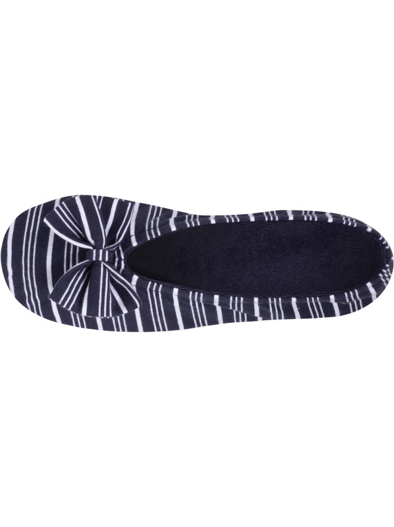 Chaussons ballerines grand nœud et semelle gomme femme isotoner Blanc Bleu - Kiabi