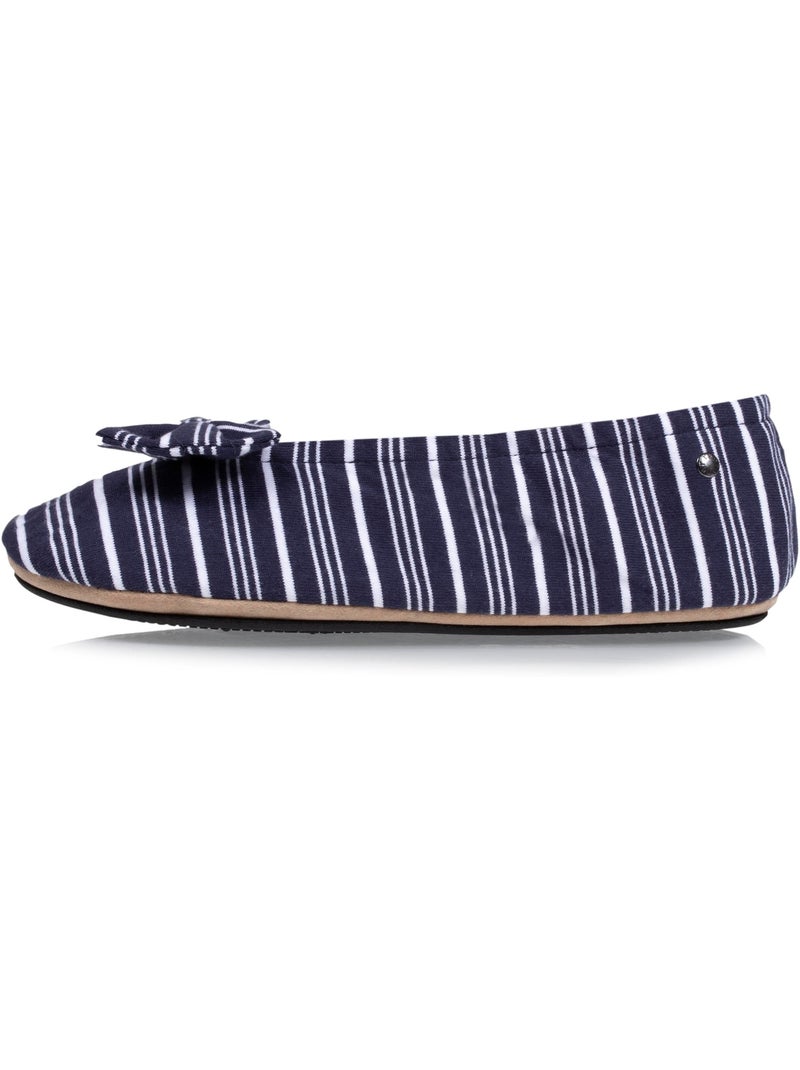 Chaussons ballerines grand nœud et semelle gomme femme isotoner Blanc Bleu - Kiabi