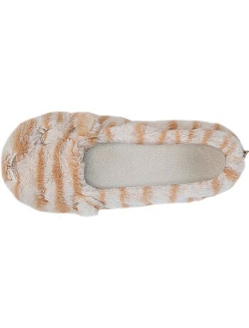 Chaussons ballerines imitation fourrure - tissu antidérapant femme isotoner