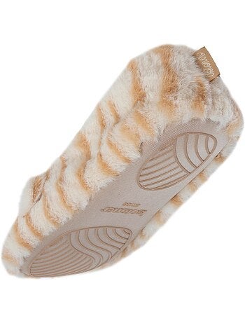 Chaussons ballerines imitation fourrure - tissu antidérapant femme isotoner