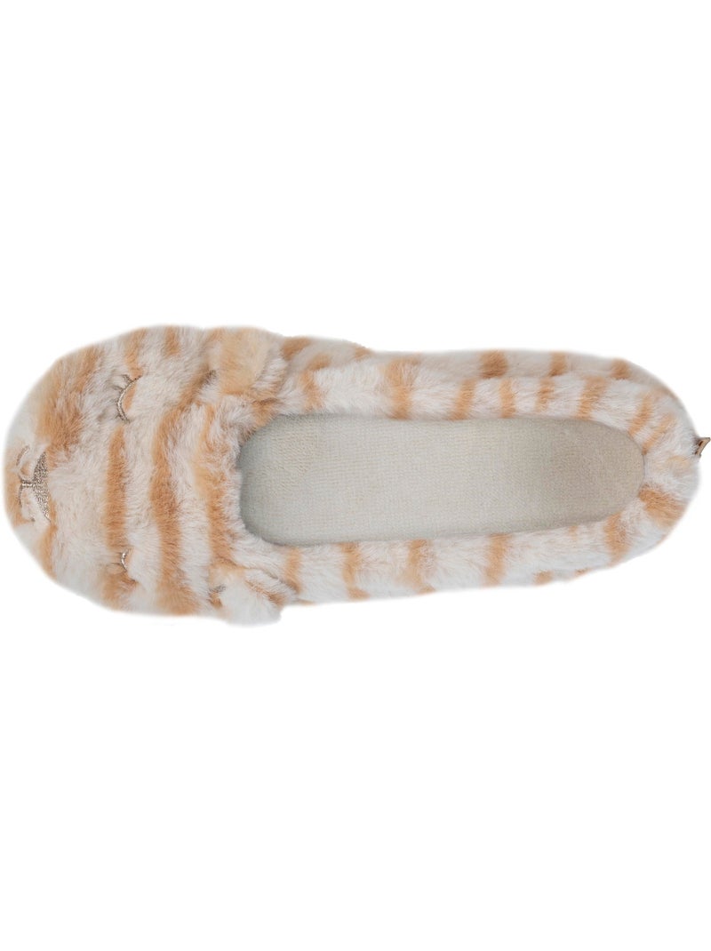 Chaussons ballerines imitation fourrure - tissu antidérapant femme isotoner Beige - Kiabi
