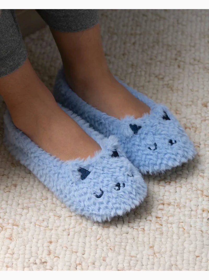 Chaussons ballerines imitation fourrure, semelle femme isotoner Bleu Bleu - Kiabi
