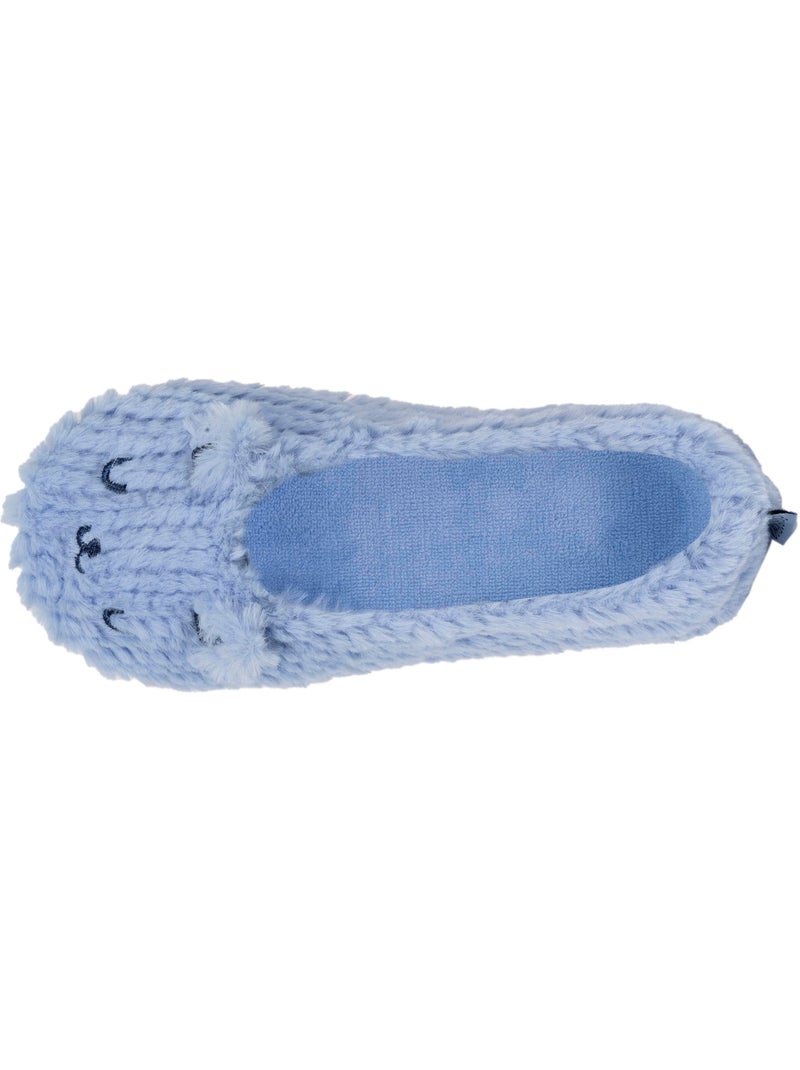 Chaussons ballerines imitation fourrure, semelle femme isotoner Bleu Bleu - Kiabi