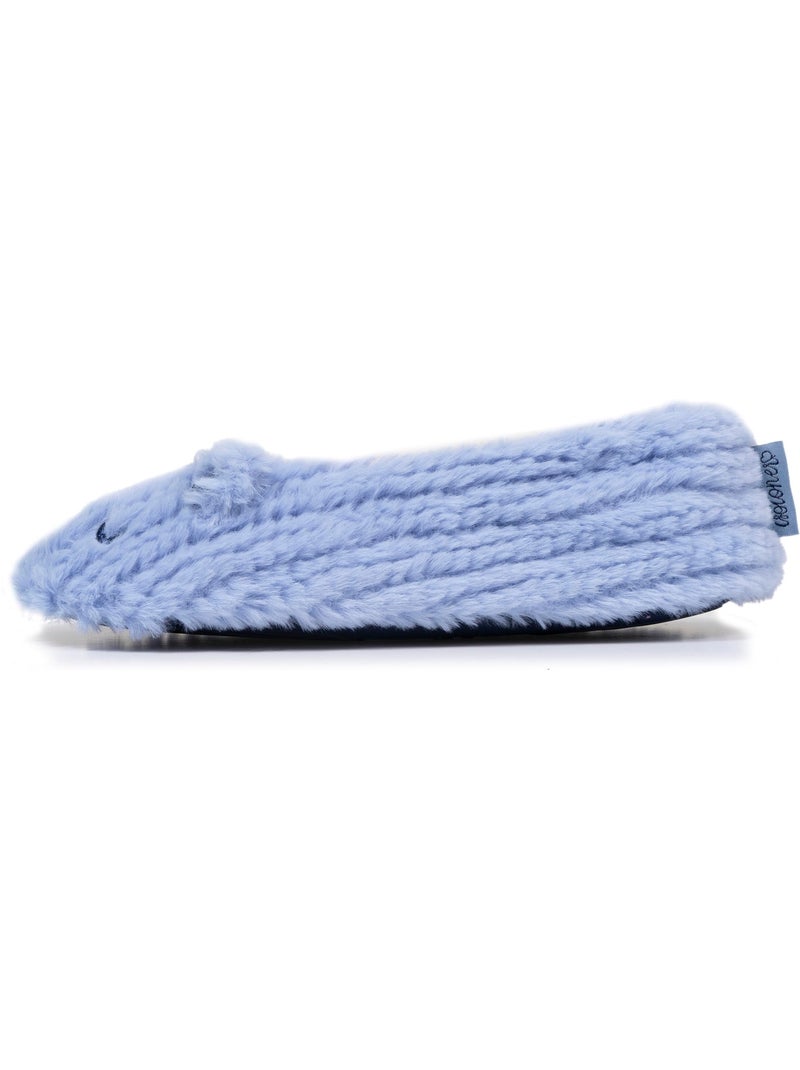 Chaussons ballerines imitation fourrure, semelle femme isotoner Bleu Bleu - Kiabi