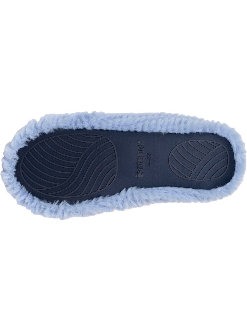 Chaussons ballerines imitation fourrure, semelle femme isotoner Bleu Bleu - Kiabi