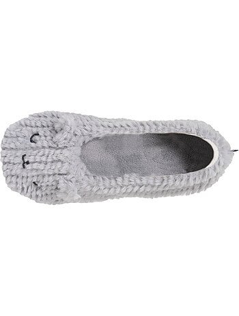 Chaussons ballerines imitation fourrure, semelle femme isotoner