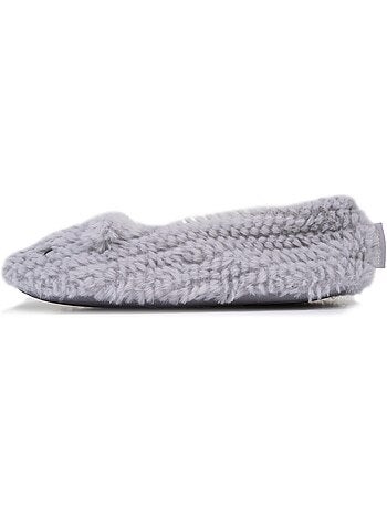 Chaussons ballerines imitation fourrure, semelle femme isotoner