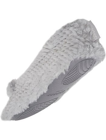 Chaussons ballerines imitation fourrure, semelle femme isotoner
