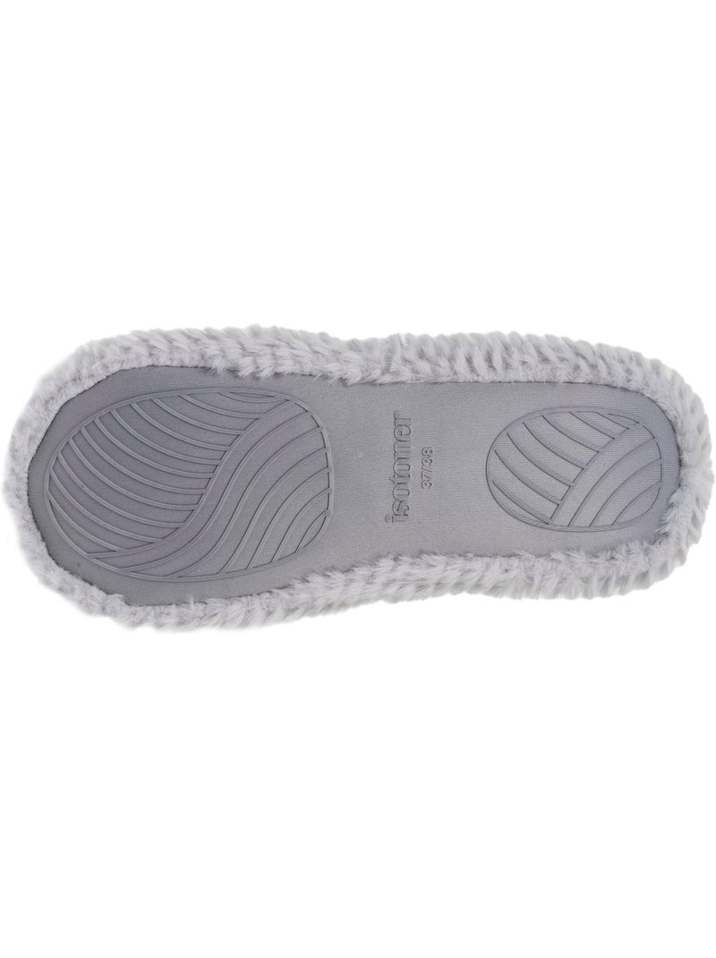 Chaussons ballerines imitation fourrure, semelle femme isotoner Gris Gris - Kiabi